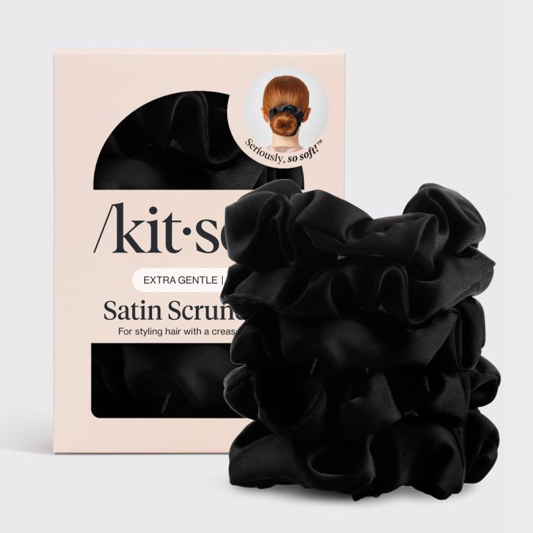 Kitsch Black Satin Sleep Scrunchies 5pc Set